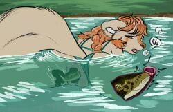 2025 accidental_penetration ambiguous_gender ambiguous_prey anthro anthro_on_feral anus ass bikini bikini_bottom_aside biped canid cervical_contact cervix clothing clothing_aside colored digital_media_(artwork) emanata eyebrows female female_anthro female_on_feral feral fish fish_insertion giantess hi_res insertion internal living_sex_toy looking_at_viewer looking_back looking_back_at_viewer looking_pleasured mammal marine moan partially_submerged penetration predator/prey prince-vulpine raised_inner_eyebrows swimming swimwear two-piece_swimsuit unbirthing unwilling_pred vaginal_penetration vore water zoophilia