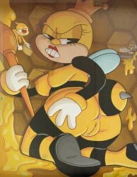 1girls 2025 2d 2d_(artwork) 2d_artwork anthro anus ass background_characters bee bee_girl bee_stinger bee_wings big_ass big_butt breasts bug bug_girl bumble_bee_(species) crown cuphead_(game) digital_art digital_drawing_(artwork) digital_media_(artwork) female furry furry_female hive honey honey_(food) insect_girl insect_wings insects lipstick pac-man_eyes pie_eyes pussy rumor_honeybottoms solo_focus tagme toony vagina weirdkoaladream