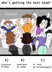 2boys 2d 2d_(artwork) 2d_artwork 4girls ass ass_crack ass_focus blowjob blowjob_focus blowjob_only butt_crack butt_focus buttocks clawing couch couch_sex eating_pussy female female_focus getting giving_head glasses hair hairy_legs head iilluminaughtii illymation ilyssa_levy jaiden jaiden_(jaiden_animations) jaiden_animations jaiden_dittfach jaidenanimations legs legs_apart legs_up lifting_leg lifting_legs long_hair long_hair_female meme meme_reference moaning moaning_in_pleasure mouth open_mouth pain pencilsinner121412 possible_rape rape rear rear_focus rear_view saberspark shannon_gurr shape_head shgurr sitting sitting_down sitting_on_couch sr_pelo sr_pelo_(character) stephen_carver text triangle_head watermark white_background who's_getting_the_best_head?_(meme) youtube youtube_avatar youtuber youtuber_boy youtuber_girl youtuber_sona youtubers yuri