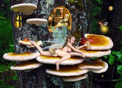 arthropod big_breasts breasts dark dark_forest dark_woods faery fairy firefly forest fungus grub insects mushroom nipples tentacle tree worm