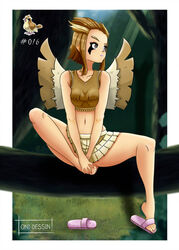 feet female humanized nintendo oni-dessin pidgey pokemon pokemon_rgby solo text watermark