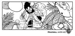 3boys bara big_penis boner comic dragon_ball dragon_ball_z erection galaxycoop male male_only monochrome multiple_boys muscular_male nappa penis size_difference small_penis small_penis_humiliation super-size vegeta voyeurism yaoi