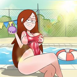 backblast breast breasts disney disney_channel disney_xd female female_only gravity_falls grey_impact innertube life_preserver lifeguard light_skin one-piece_swimsuit pool red_hair solo straight_hair swimsuit wendy_corduroy white_female