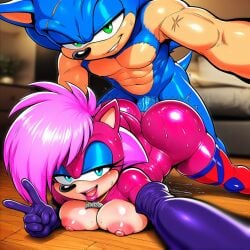 ai_generated anthro ass_grab ass_up au backshots bedroom blue_body brother_and_sister couple elbow_gloves female from_behind from_behind_position green_eyes incest incest_lore love lovely magenta_fur male male/female moaning moaning_in_pleasure on_bed piercing pink_hair pussy selfie selfie_pose sibling_romance smirk sonia_the_hedgehog sonic_(series) sonic_the_hedgehog sonic_the_hedgehog_(series) sonic_underground standing stockings straight thighhighs tongue vaginal_penetration vaginal_sex