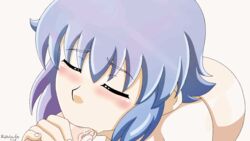 animated animated blue_hair fellatio female large_penis murakami_mia oral penis shuffledyandere yandere-chan_(zero-q)