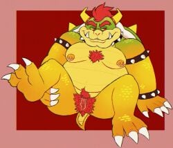 1boy 1cuntboy 2023 3_toes andromorph armband armband_only black_armband black_collar body_hair bottomless bottomless_andromorph bottomless_intersex bowser cellulite chest_fur chest_hair claws clothed clothing collar cuntboy digital_drawing_(artwork) digital_media_(artwork) english_description eyebrows feet furry furry_only genital_focus genital_piercing genitals green_shell hair hairy_vulva hand_on_leg hand_on_own_leg horns intersex koopa mario_(series) nintendo nipple_piercing nipples nude_andromorph piercing pink_vulva pinup pubes red_background red_chest_hair red_eyebrows red_eyes red_hair red_pubes red_pubic_hair reptile scalie shell simple_background solo spiked_armband spiked_collar spikes tail toes topless topless_andromorph topless_intersex underbite vulva vulva_focus vulva_piercing vvondermoon white_claws white_spikes yellow_arms yellow_feet yellow_horns yellow_legs yellow_sclera yellow_spikes yellow_tail
