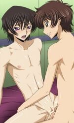 ai_generated code_geass cum cuntboy/male cuntboy_penetrated dick kururugi_suzaku lelouch_lamperouge lelouch_vi_britannia missionary_position sex sexy_pose size_difference skinny suzaku_kururugi thin_body thin_male thin_waist visible_nipples visible_pussy zero_(code_geass)