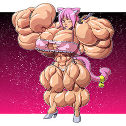 abs animal_ears biceps cat_ears cat_tail catgirl devmgf extreme_muscles feline flexing huge_breasts hyper_muscles muscles muscular muscular_female pecs