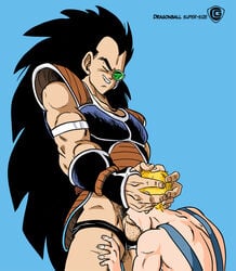 2boys blowjob comic deepthroat dragon_ball dragon_ball_z galaxycoop gay general_blue hand_on_another's_head male male_only multiple_boys oral penis raditz scouter yaoi