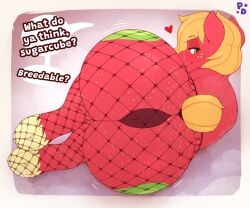 absurd_res anus ass bedroom_eyes big_butt big_macintosh_(mlp) blonde_hair blonde_mane bodily_fluids clothed clothing crossdressing crossdressing_male dialogue earth_pony english_text equid equine eyebrow_through_hair eyebrows eyelashes feral fetlocks fishnet_clothing fishnet_leggings fishnet_legwear freckled_butt freckled_face freckles friendship_is_magic fur green_eyes hair hasbro heart_symbol hi_res hooves horse leggings legwear looking_back lying male mammal mane my_little_pony narrowed_eyes on_side pony pony_dreaming presenting presenting_anus presenting_hindquarters puffy_anus rear_view red_body red_fur seducing_viewer seductive solo sweat sweatdrop sweaty_butt tail tail_wraps text translucent translucent_hair underhoof wraps yellow_tail