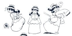 2025 ass_focus big_breasts different_drawing dork fairy_queen kirby_(series) kirby_64 monochrome multiple_drawings nerd nervous panels queen_ripple scketch sketch tagme timid wowback