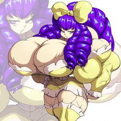 abs biceps devmgf extreme_muscles huge_breasts hyper_muscles muscles muscular muscular_female pecs purple_hair