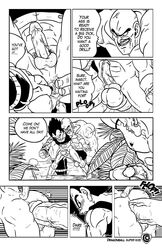 2boys anal bara big_penis boner comic dragon_ball dragon_ball_z erection galaxycoop male male_only monochrome multiple_boys nappa penis sex size_difference super-size vegeta yaoi