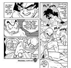 5boys anal bara big_penis comic dragon_ball dragon_ball_z galaxycoop humansub krillin kuririn male male_only master_roshi monochrome penis size_difference straddle super-size tight_fit yamcha yaoi