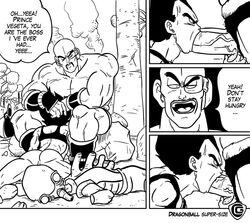 2boys bara big_penis boner comic dragon_ball dragon_ball_z erection galaxycoop male male_only monochrome multiple_boys nappa oral penis super-size vegeta yaoi