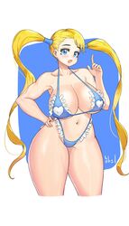 2girls big_breasts bikini blonde_hair breasts cleavage female female_only harry_(dudwofla) large_breasts looking_at_viewer rainbow_mika solo street_fighter twintails