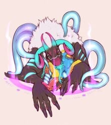 ambiguous_gender anthro aquatic_gastropod big_hands blue_horn blue_stripes blue_teeth blue_tentacles consentacles demon duo female fur gastropod genitals hazard_(latexslug) horn male male/female marine mollusk monster multicolored_body nudibranch penetration pink_nose possessive restrained restrained_by_tentacles restrained_legs sea_slug seraphictiger sex size_difference slug smile smiling_at_another smiling_at_partner stripes summoning_circle teeth teeth_showing tentacle tentacle_clitoris tentacle_in_vagina tentacle_penetration tentacle_sex teratophilia terror_(fabtool) vaginal_penetration vulva white_body white_fur