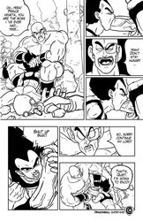 2boys bara big_penis boner comic dragon_ball dragon_ball_z erection galaxycoop male male_only monochrome multiple_boys nappa oral penis size_difference vegeta yaoi