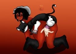 cat cow_girl cum cum_in_pussy cum_inside feline size_difference spiked_penis zoophilia