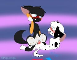101_dalmatian_street 101_dalmatians animal_genitalia animal_penis animal_vulva blush bodily_fluids canid canine canine_genitalia canine_penis canine_vulva canis cowgirl_position dalmatian disney domestic_dog duo erection eyewear fan_character female female_penetrated feral feral_on_feral feral_penetrated feral_penetrating feral_penetrating_feral from_front_position genital_fluids genitals glasses intraspecies looking_at_another looking_at_partner male male/female male_penetrating male_penetrating_female mammal on_bottom on_top papyswapy penetration penile penile_penetration penis sex spots tongue tongue_out vaginal vaginal_fluids vaginal_penetration vulva