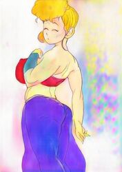 1girls big_breasts blonde_hair caulifla_(cosplay) cosplay dragon_ball dragon_ball_super female female_only gilf mature_female milf panchy panchy_(dragon_ball) panchy_briefs solo solo_female yellow_hair