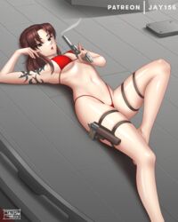 1girls 2018 2d adult adult_female american artist_name asian asian_female badass beretta beretta_92_(weapon) big_breasts bikini black_lagoon boat breasts brown_eyes brown_hair brunette busty color curvy dated erect_nipples female female_only gun jay156 light-skinned_female light_skin long_hair looking_at_viewer navel nipples no_sex pistol realistic_breast_size realistic_proportions red_bikini revy smoke smoking_gun solo solo_female swimsuit tattoo thigh_strap thigh_straps thighs thong thong_bikini young_woman