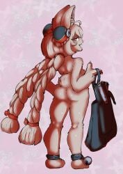 1girls anthro blush butt female female_only furry lagomorph looking_at_viewer mihoyo rabbit shortstack solo trem.hunt.er_(artist) undressing zenless_zone_zero zhao_(zenless_zone_zero)