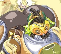 2026 big_butt blizzard_entertainment butt dreadlocks duo fart fart_cloud fart_fetish fart_torture farting_on_another farting_on_face female female/female hair high-angle_view horn human machine mammal manaria_opossum moira_(overwatch) obese obese_female omnic orisa_(overwatch) overwatch overweight overweight_female red_hair signature taur wide_hips