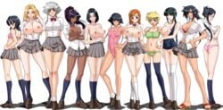 black_hair bleach blonde_hair dark-skinned_female dark_skin edit female female_only grey_hair innie_pussy inoue_orihime ise_nanao kagami kagami_hirotaka kotetsu_isane kotetsu_kiyone kuchiki_rukia kukaku_shiba kurotsuchi_nemu lineup matsumoto_rangiku nude_filter open_toe_shoes panties purple_hair red_hair school_uniform shihouin_yoruichi skirt soifon swimsuit thighhighs underwear unohana_retsu white_skin