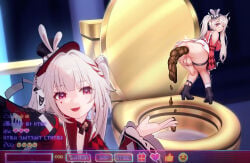 big_ass big_balls big_penis full_package_futanari futanari hexelica pooping purple_eyes scat shitting sparxie_(honkai:_star_rail) streaming toilet toilet_use turd_hanging_out white_hair