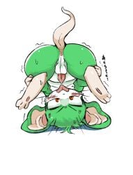 2019 anthro anus attempted_blowjob autofellatio balls blush embarrassed erection feet fur genitals green_body green_fur japanese_text male mammal masturbation mouse murid murine nekonohige nipples nude_male oral oral_masturbation penile penile_masturbation penis perineum red_eyes rodent shaking soles solo tail text tongue tongue_out translation_request trembling upside_down white_body white_fur