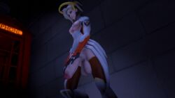 3d breast_cutout club_shaped_penis cum ejaculation futa_only futanari huge_cock intersex large_breasts large_penis large_testicles medium_breasts mercy overwatch penis penis_grasp penis_hold plasticmayo render retracted_foreskin sagging_balls thick_penis veiny_penis