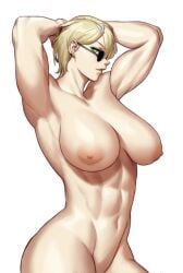 1girls abs athletic athletic_female big_breasts commission completely_nude completely_nude_female derpixon green_eyes hands_behind_head large_breasts looking_at_viewer muscular muscular_female nipples nude nude_female oc original original_character short_hair sotcho sunglasses toned toned_female