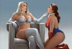 2girls ai_generated big_ass big_breasts blonde_female blonde_hair breasts curvaceous curvy curvy_figure digital_media_(artwork) emma_frost female genderswap genderswap_(mtf) hellfire_club hips homo_superior huge_ass huge_breasts huge_thighs large_ass large_breasts large_thighs legs light-skinned_female light_skin marvel marvel_comics mature mature_female mutant mutant_(marvel) peter_parker petra_parker phophopho rule_63 slim_waist spider-man spider-man_(series) thick thick_hips thick_legs thick_thighs thighs voluptuous waist white_queen wide_hips wide_thighs x-men yuri
