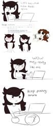 belly blush breasts brown_hair comic computer cum eyebrows fellatio female google jaiden jaiden_animations long_hair looking_at_own_porn masturbation nude penis pussy sitting stomach text watching_porn youtube youtuber