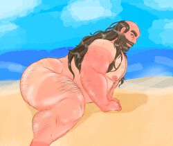 beach big_belly big_butt breasts bronzed chest chubby_male dilf fat_ass fat_male father greg_universe male_only nipples solo steven_universe