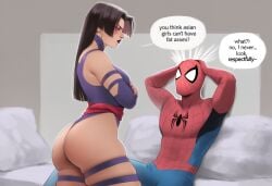 1boy 1boy1girl 1girls ai_generated ass betsy_braddock big_ass big_breasts big_thighs breasts curvaceous curvy curvy_figure elizabeth_braddock female hips homo_superior hourglass_figure huge_ass huge_thighs kwannon_(marvel) large_ass large_thighs legs light-skinned_female light-skinned_male light_skin male male/female marvel marvel_comics mature mature_female mutant_(marvel) mutate_(marvel) peter_parker phophopho psylocke psylocke_(kwannon) slim_waist spider-man spider-man_(series) straight thick thick_hips thick_legs thick_thighs thighs voluptuous waist wide_hips wide_thighs x-men