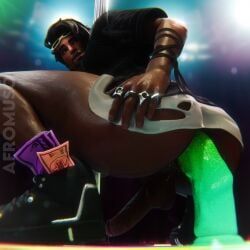 1boy 3d_(artwork) afromuso alternate_version_available ass ass_bigger_than_head ass_focus big_ass big_balls big_butt big_dick big_dildo big_penis blender_(software) blender_eevee_next butt dark-skinned_male dark_skin dildo fortnite fortnite:_battle_royale gay male male_only money money_under_clothes nude nude_male pantless partially_clothed pole_dancing presenting_hindquarters raz_(fortnite) riptide_raz self_upload strip_club sweat sweaty viewed_from_below watermark yaoi