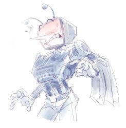2025 antennae bare_chest blush blush deltarune deltarune_chapter_3 digital_drawing_(artwork) digital_media_(artwork) pointy_nose shirtless shocked shocked_expression sketch surprise surprised surprised_expression surprised_face tenna_(deltarune) tv tv_head
