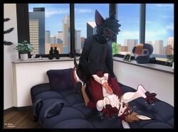 anal anal_sex anthro ass balls bat bodily_fluids butt_grab clothing cum cum_in_mouth cum_inside cum_on_face duo ejaculation fangs genital_fluids genitals hand_on_butt hi_res jockstrap kangaroo knot knotting leg_grab macropod male male/male mammal marsupial open_mouth pawpads paws penetration penis sex shtein teeth tongue tongue_out town underwear wet