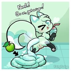 1:1 anus apple ass beverage blush border breath canid canine chikn_nuggit colored_feces dialogue digital_media_(artwork) drinking_straw english_text fairyfudge feces female female_pooping feral food food_scat fox fruit green_apple green_feces heart_symbol hi_res holding_beverage holding_object hyper_feces hyper_scat leg_markings looking_at_viewer looking_back mammal markings on_one_leg one_eye_closed paws plant pooping_on_floor presenting presenting_hindquarters pussy quadruped question_mark raised_tail rear_view scat scatplay signature slushi_(chikn_nuggit) slushie smile socks_(marking) solo standing tail talking_to_viewer text unusual_feces vulva white_border
