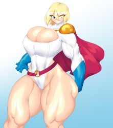 1girls 2d 2d_(artwork) alien alien_girl blonde_hair blonde_hair_female blue_eyes blue_eyes_female boob_window breasts breasts_bigger_than_head cape cleavage cleavage_cutout cleavage_window dc dc_comics digital_drawing_(artwork) digital_media_(artwork) female female_focus female_only kailyn kreativekailyn kryptonian large_breasts light_skin light_skinned light_skinned_female muscular muscular_female muscular_thighs no_pants power_girl red_cape short_hair solo solo_female solo_focus superhero superhero_costume superheroine superheroine_costume superman_(series) thick_thighs thighs thighs_bigger_than_head thighs_bigger_than_torso