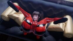 3d 3d_(artwork) 3d_render bangs big_ass big_breasts blizzard_entertainment brown_eyes brown_hair brown_hair camel_toe cameltoe cosplay couch d.va facial_mark female female_focus half-closed_eyes latex latex_clothing moonroomoom neon_genesis_evangelion open_mouth overwatch ponytail presenting presenting_anus presenting_ass presenting_pussy red_clothing red_latex sofa tight_clothing