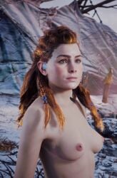 1girls 3d aloy faith103 game_screenshot horizon_zero_dawn nude nude_female nude_mod solo upper_body