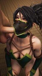 akali blowjob breasts cock_under_clothes erovirus fellatio_under_mask fellatio_under_veil female kneeling kunoichi league_of_legends masked masked_blowjob masked_fellatio masked_female mouth_mask mouth_veil ninja veil