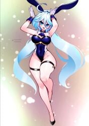 1girls breasts bunny_ears bunnysuit female female_focus female_only furina_(genshin_impact) genshin_impact jaxartdump large_breasts light-skinned_female light_skin looking_at_viewer solo thick_thighs thigh_strap thighs wide_hips