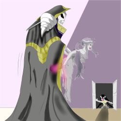 ahe_gao ainz_ooal_gown albedo_(overlord) ambiguous_penetration big_ass big_penis crying cum cum_in_pussy cum_inside dripkakarot enjoying impregnation open_mouth overlord_(maruyama) petite sex shalltear_bloodfallen size_difference skeleton sticking_out_tongue succubus succubus_horns trembling vampire vampire_girl