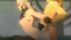 1boy 1girls 3d animated breasts breath_of_the_wild eyeliner female from_behind link link_(breath_of_the_wild) male no_sound official_style paya_(the_legend_of_zelda) sable_serviette sex the_legend_of_zelda video white_hair