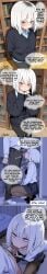 1boys 2boys absurd_res absurdres ai_assisted ai_generated anal ass behind_back big_ass black_hair black_panties blush bra bright_colors bulge bulge_through_clothing completely_white_hair cowboy_shot crossdressing dark_capri_pants dark_cardigan dark_eyes dark_hair drool english_text female feminine_body feminine_boy feminine_male feminization flat_chest from_above front_view full_body full_length full_nelson glow glow5x hair hands_behind high_resolution highres indoor library looking_at_the_viewer looking_at_viewer oral oral_sex original original_artwork original_character otoko_no_ko pantyhose pink_lipstick plump_lips room self_upload shiny_skin shy skirt small_penis solo squiggle_eyes text text_bubble trap used_condom very_plump_lips watermark white_hair white_shirt wide_hips