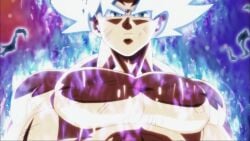 chest dragon_ball dragon_ball_super dragon_ball_z goku looking_at_viewer male male_only muscles muscular muscular_arms muscular_male nipples pecs shoulders son_goku white_hair